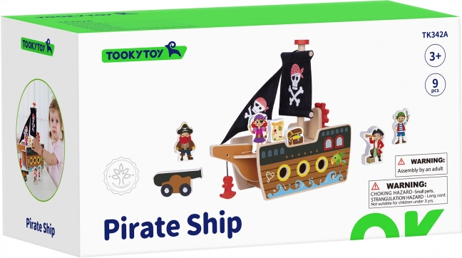 Drevená pirátska loď s figúrkami Tooky Toy