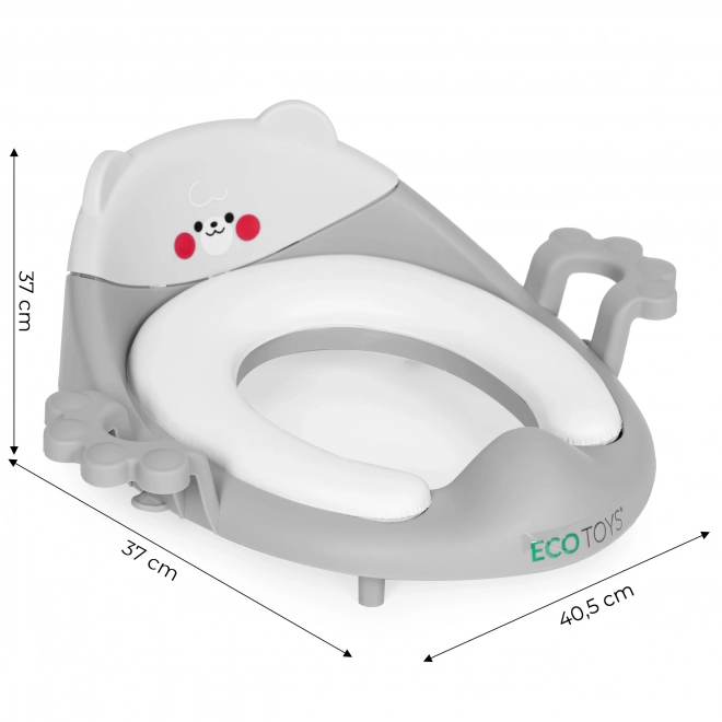 Detská toaletná sedátko s rúčkami a mäkkým vankúšom šedá ECOTOYS