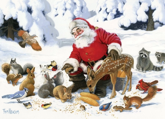 Rodinné puzzle Santa a jeho zvierací priatelia