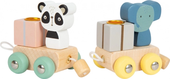 Drevený narodeninový vláčik so zvieratkami od Small Foot