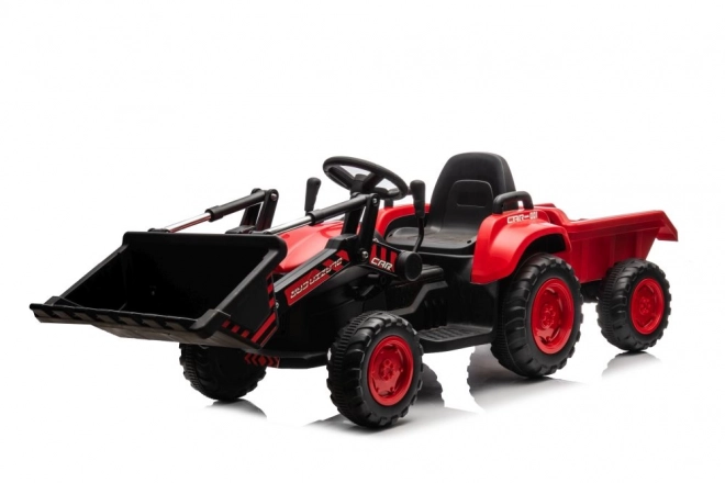 Detský červený traktor s nabíjacou batériou a lyžicou