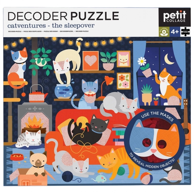 Puzzle kočky s 3D okuliarmi 100 dielikov