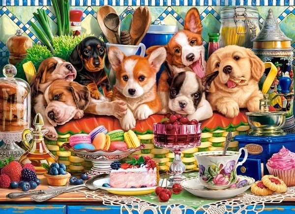 Puzzle 300 dielikov Šteniatka dezert