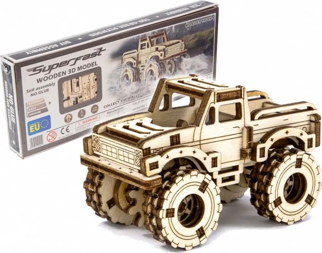 Drevené 3D puzzle Rýchly Monster Truck