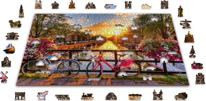 Drevené puzzle Amsterdamské kolesá