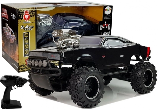 Zábavné zdatné auto na diaľkové ovládanie 4x4 čierne