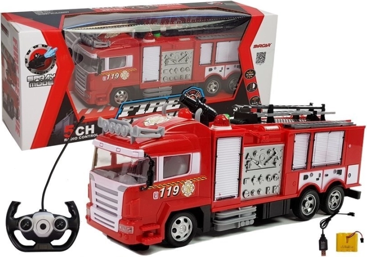 Rádiom R/C diaľkovo ovládané hasičské auto červené