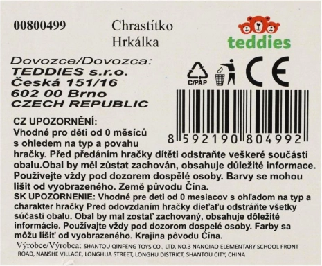 Hrkáčik a hryzátko ovál plast silikón