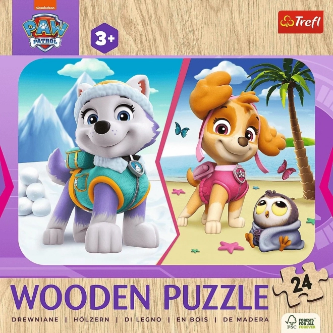 Drevené puzzle 24 dielikov Dievčenská Tlapková patrola