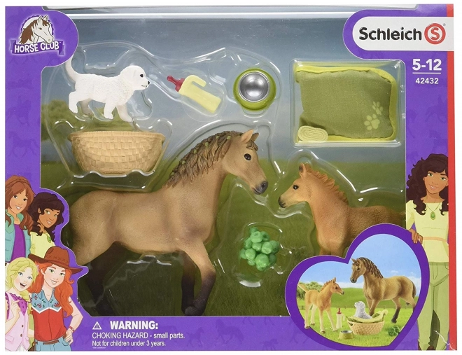 Schleich Horse Club Sada Kôň, Žriebä a Šteniatko s Doplnkami