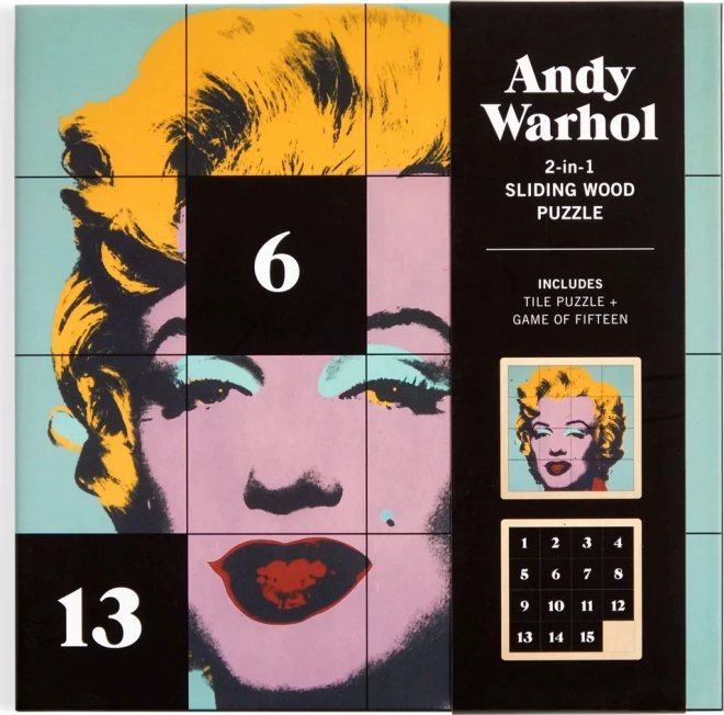 Posuvné drevené puzzle Andy Warhol: Marilyn 2v1