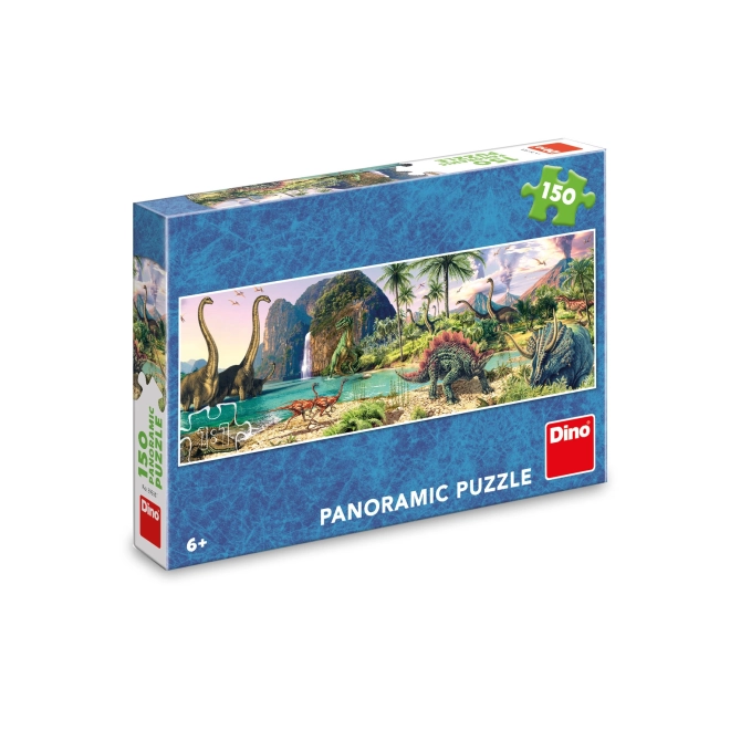 Panoramatické puzzle Dinosaury pri jazere