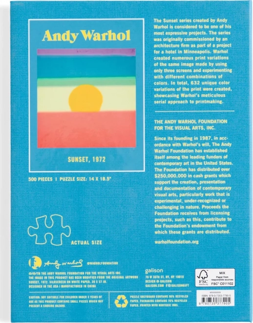 Puzzle Andy Warhol: Západ slnka 500 dielikov