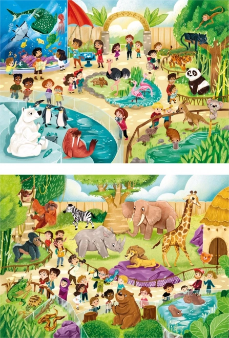 Clementoni Puzzle SuperColor Kolekcia Zoo 2x60 Dielikov