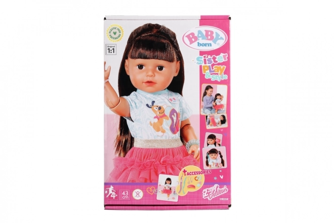 Staršia sestrička BABY born Play & Style, brunetka, 43 cm