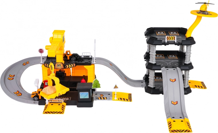 Trojúrovňové parkovisko so zjazdmi