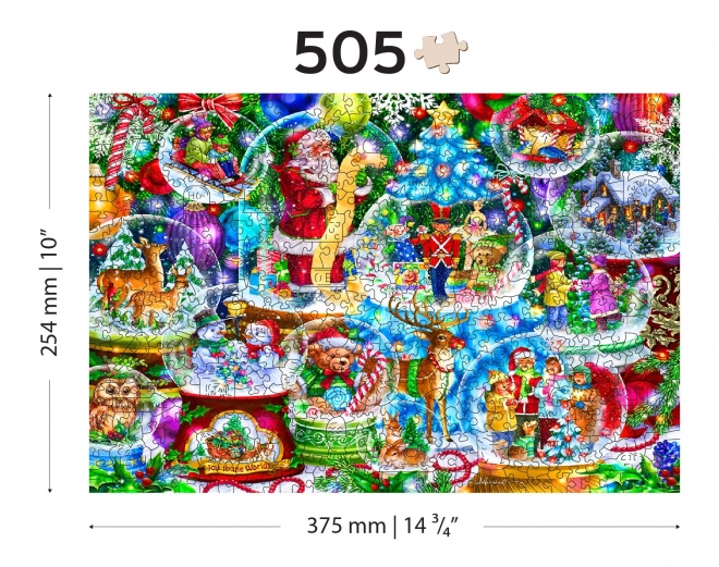 Drevené puzzle vianočné snehové gule 2v1