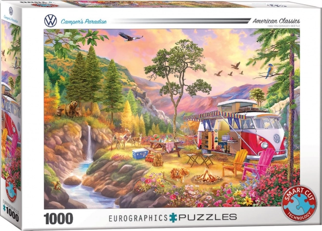 Puzzle VW Bus: Ráj pro táborníky 1000 dielikov