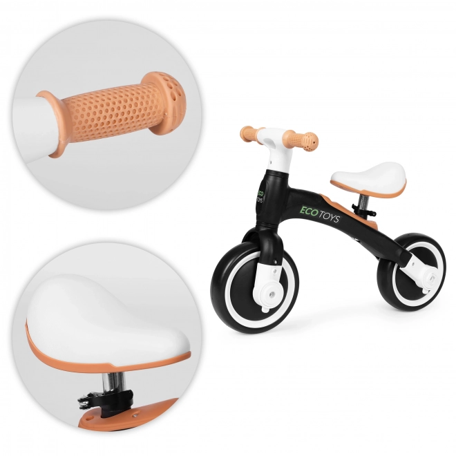 Detský odrážadlo s pedálmi 3-v-1 čierna ECOTOYS