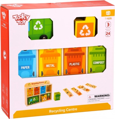 Tooky Toy Drevené Centrum Recyklácie Edukačný Triedič