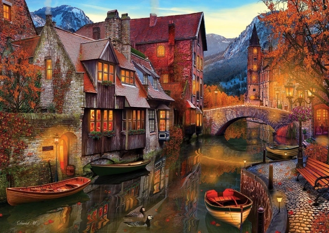 Puzzle Domy pri vodnom kanáli