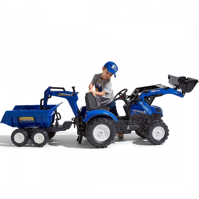 Traktor New Holland s prívesom modrý pre deti od 3 rokov