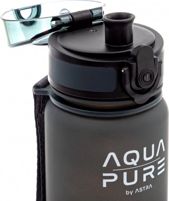 Zdravá fľaša na vodu Aqua Pure 400 ml čierno-šedá