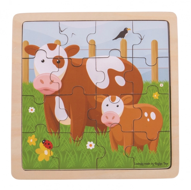 Bigjigs Toys puzzle - Kravička s Telátkom