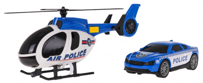 Zábavný policajný set - helikoptéra a auto