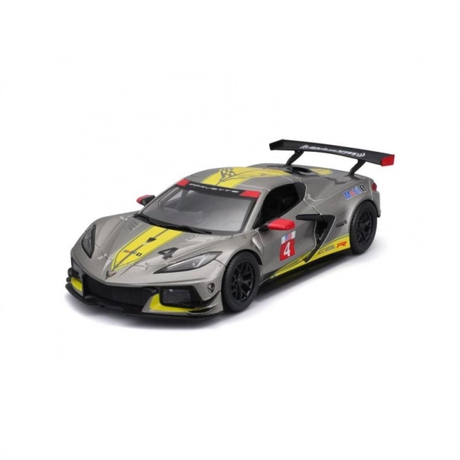 Kovový model auta Bburago 2020 Chevrolet Corvette C8R #3 v žltej farbe