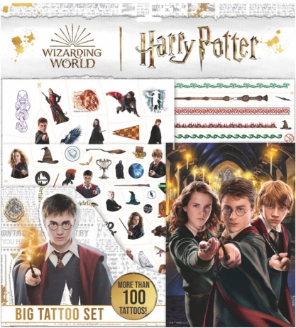 Veľká sada tetovaní HARRY POTTER s omaľovánkami v sáčku