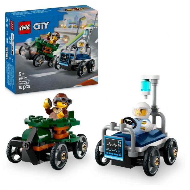 Lego City závodná sada: Lietadlo verzus nemocničná posteľ