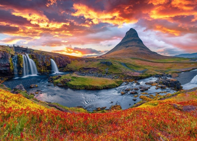 Puzzle Vodopád Kirkjufellsfoss Island 500 dielikov