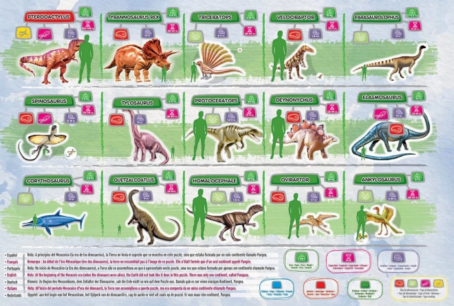 Puzzle Mapa sveta s dinosaurami 150 dielikov