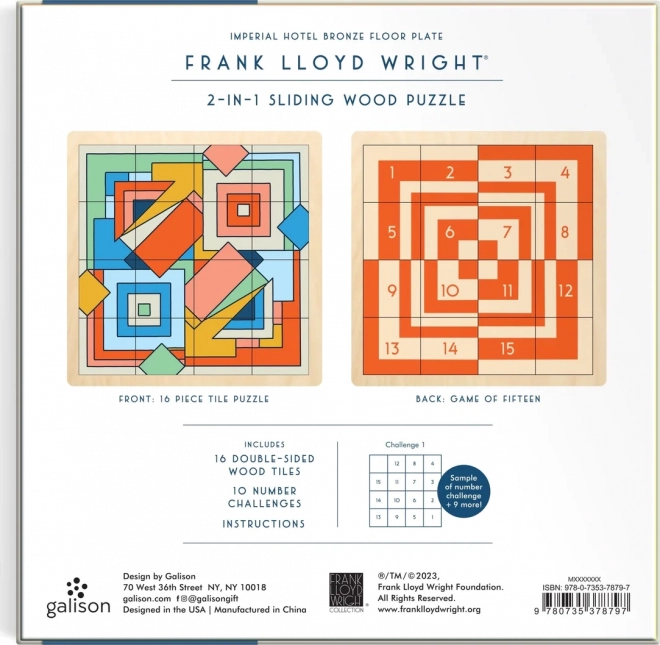 Posuvné drevené puzzle Frank Lloyd Wright: Imperial Hotel 2v1