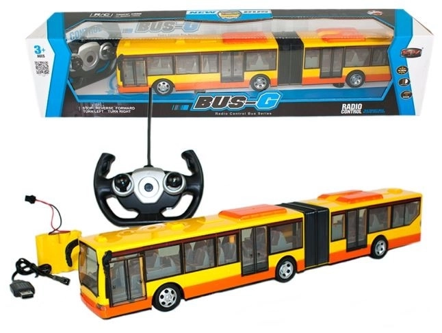 Žltý autobus na diaľkové ovládanie s osvetlením