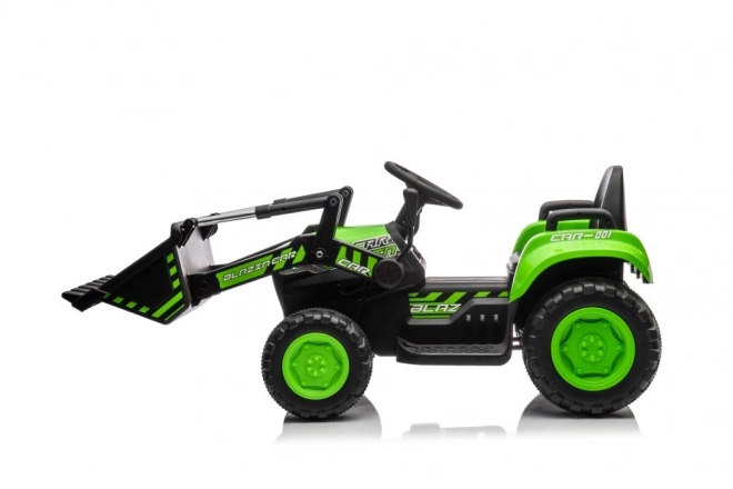 Detský elektrický traktor s lyžicou zelený