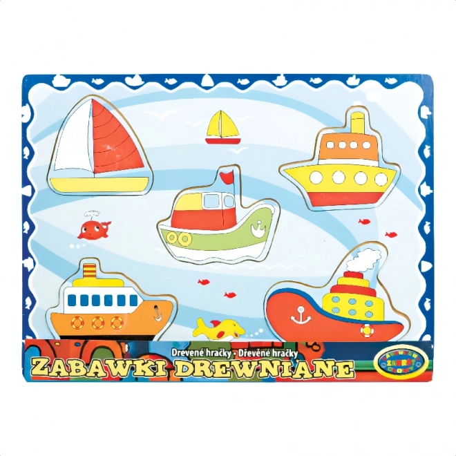 Drevené vkladacie puzzle Lode