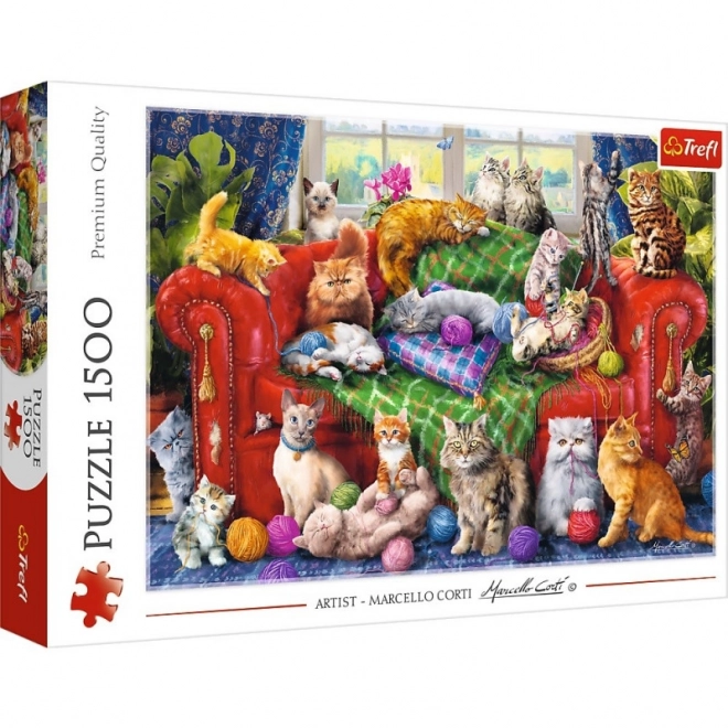 Trefl Puzzle Mačky na pohovke 1500 dielikov