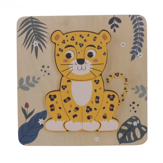 Drevené puzzle Leopard