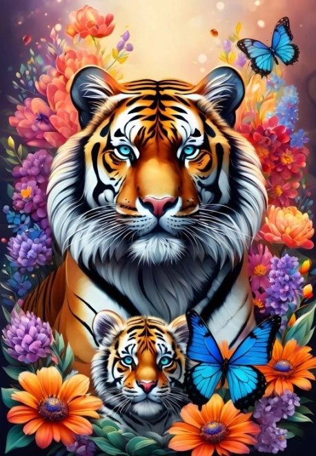 Puzzle Materská láska: Tigre 1000 dielikov