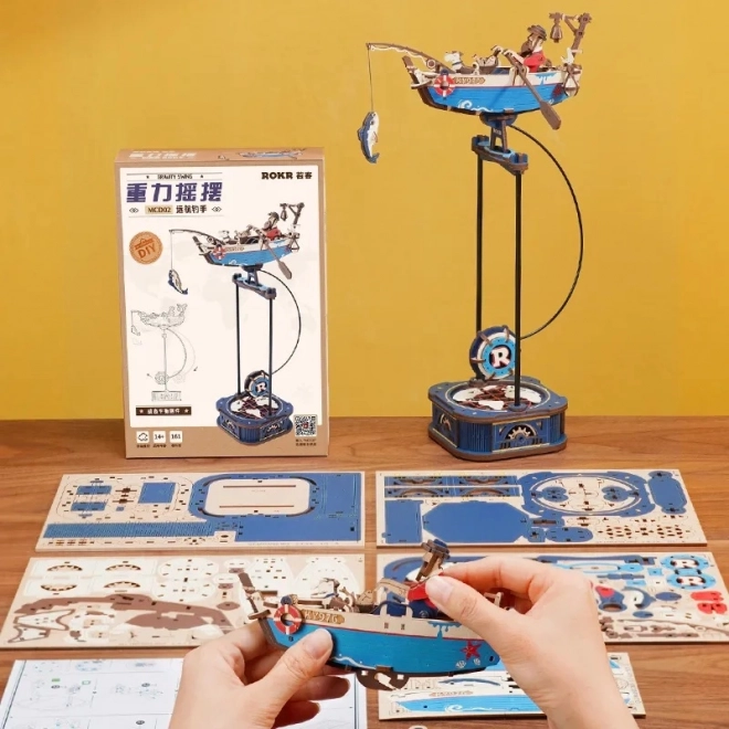 Mechanická 3D skladačka Rybolovní loď s kyvadlom