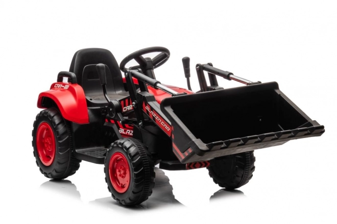 Detský červený traktor s nabíjacou batériou a lyžicou