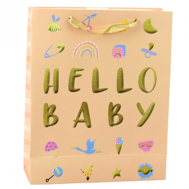 Darčeková taška pre dieťa Hello Baby broskyňová