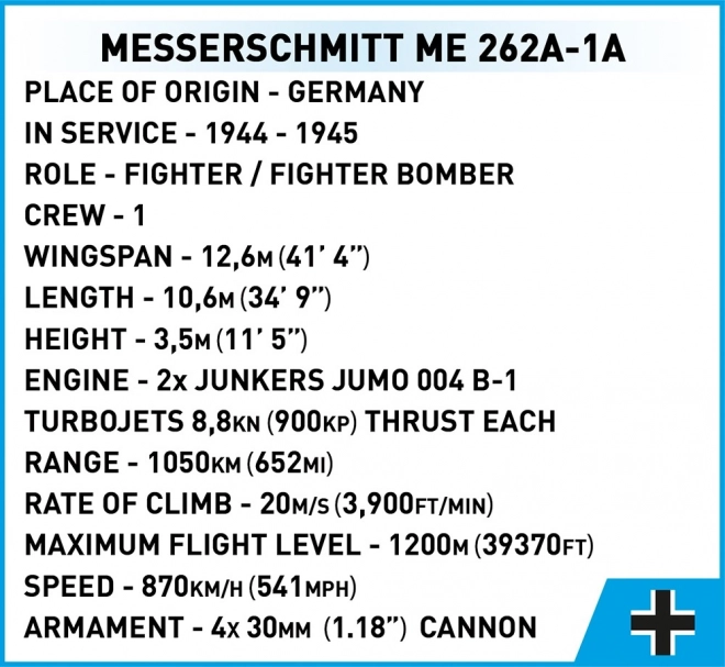 Stavebnica Messerschmitt Me262 A-1a