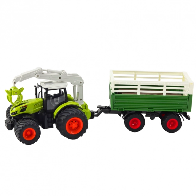 Zábavný traktor s prívesom a drapákom RC