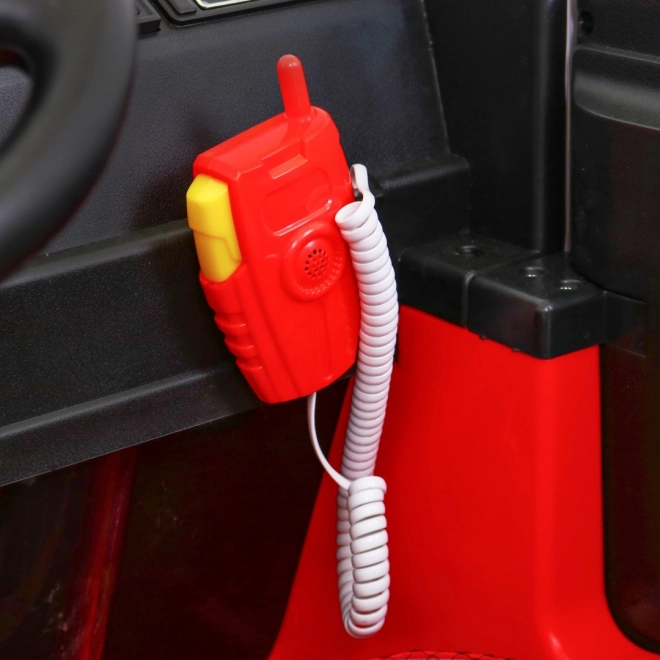 Detské hasičské auto na batérie + Vodné delo + Megafón + Hasičský kohút + Pilot