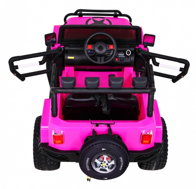 Terénne auto Monster 4x4 jeep pre deti Ružová + Diaľkové ovládanie + Nastavenie sedadla + Pomalý štart + MP3 LED + Nosič batožiny + Batoh