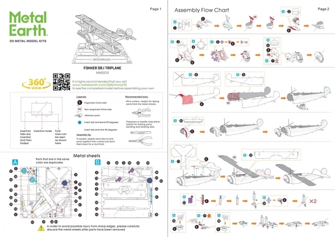 Metal Earth 3D puzzle Trojplošník Fokker Dr. I