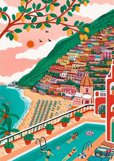 Treflo Puzzle Premium Plus Umenie Farieb: Positano, Taliansko 1000 dielikov